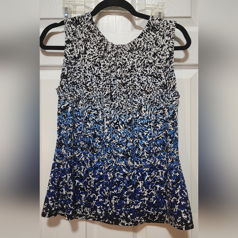 Calvin Klein Black and Blue Abstract Blouse